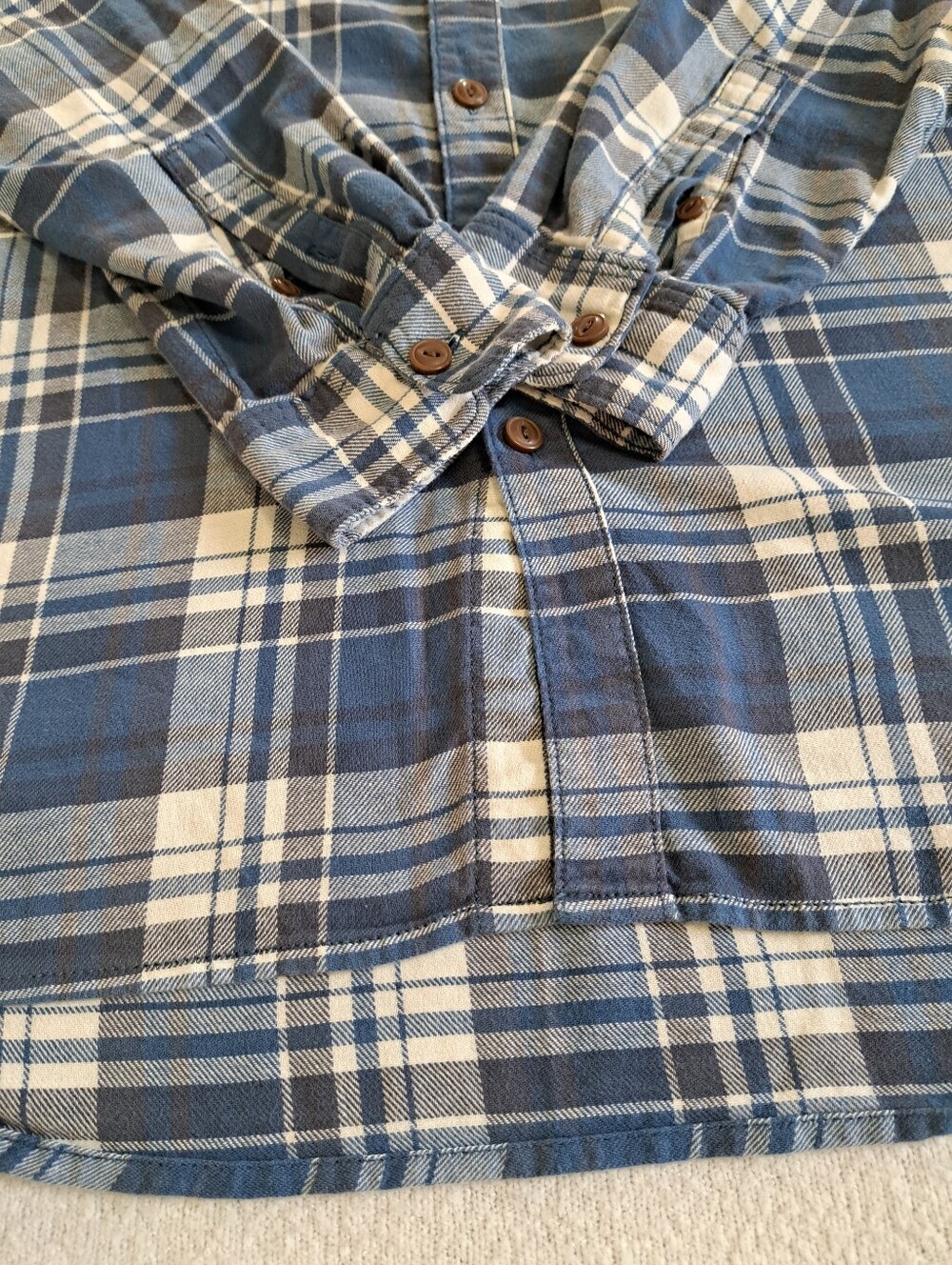 Lee Plaid Casual Button-Down Shirt XL Blue White Western Classic Fall Cotton - Picture 9 of 11